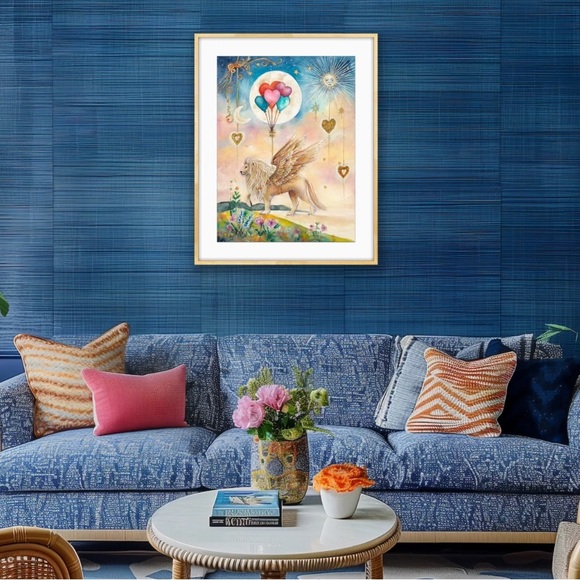 Winged Lion, Heart Balloons: Celestial Guardian of the Heartlight Fine Art Print - Picture 8 of 8